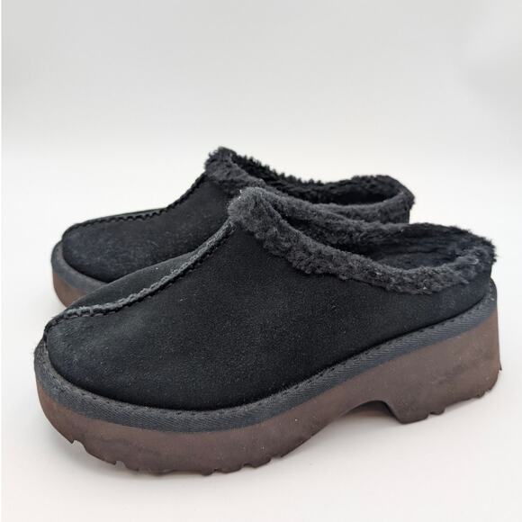 UGG New Heights Cozy Suede Clogs Slip On Slipper Women's Black Size US6 EU37 - Picture 1 of 13